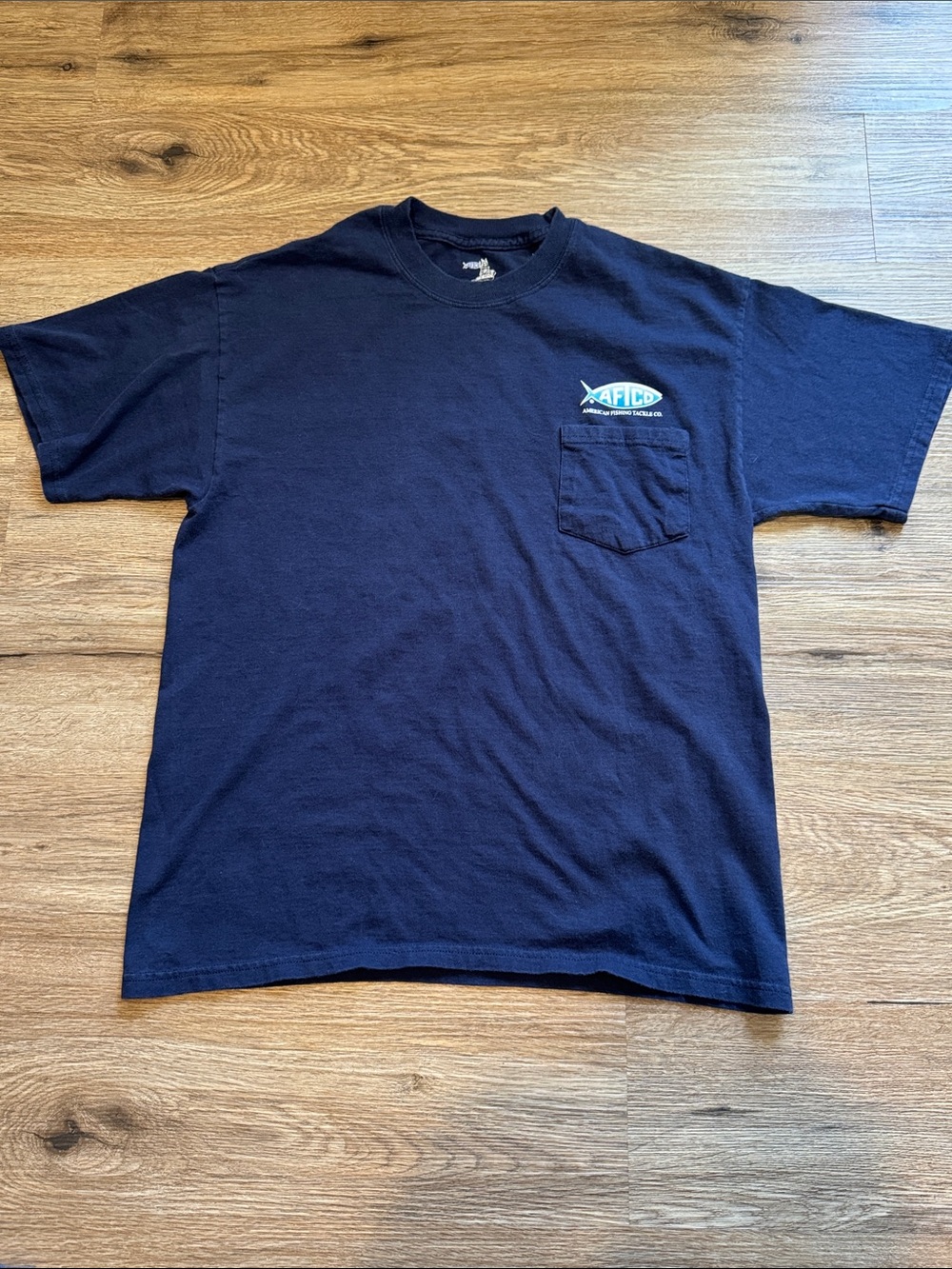 AFTCO Navy Short-Sleeve Pocket Tee with Small Chest Logo